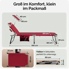 CASARIA Ibiza Sonnenliege 190 x 60 x 0 cm Rot
