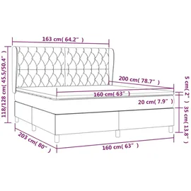 vidaXL Boxspringbett mit Matratze Hellgrau 160x200 cm Stoff