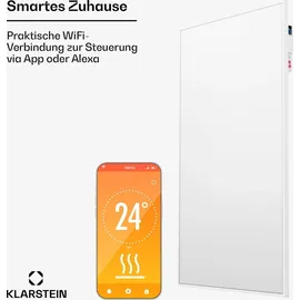 Klarstein Infrarotheizung mit Thermostat, 600W Elektroheizung, Smart Home Infrarotheizung zur Wandmontage, IR mit App-Steuerung & Erkennung Offener Fenster, Effizienter Feuchtraum Heizkörper CO2-Frei