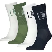 Tommy Hilfiger Sportsocken CREW SOCK MONOGRAM LOCKER ROOM (4-Paar) mit Mesh-Front für Atmungsaktivität bunt 39-42