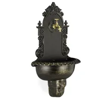 Relaxdays Wandbrunnen XL Antik Braun, Gold