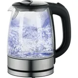 DESKI Glaswasserkocher Edelstahl Glas-Wasserkocher silber-schwarz 613-400715