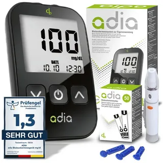 ADIA Blutzuckermessgerät mg/dl inkl. 60 Teststreifen