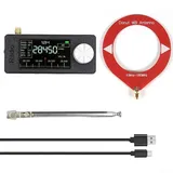 SI4732 Mini Radio, Portable Radio AM FM Radio 800 mAh Akku ESP32-S3-Steuerung voll ausgestattetes Radios für LSB, USB, 4,8 cm IPS-Bildschirm mit Antenne 0,5-108 MHz (Rote Schleife)