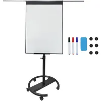 Relaxdays Flipchart Whiteboard, magnetisch, höhenverstellbar, Rollen, Stifte-Ablage, Alu-Rahmen, HxB: