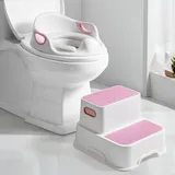 DEANIC Toilettensitz Kinder mit Tritthocker Kinder, Toilettensitz Kinder mit Treppe, WC Sitz Kinder mit 2 Stufen Hocker, Toilettenaufsatz Klositz für Kinder ab 1-2-3-6 Jahre, 2 Kissen 1 Bürste (Rosa)