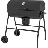 Outsunny Holzkohlegrill aus Metall BBQ Smoker mit Deckel Thermometer Räder verstellbarer Kohlewanne Griff, fahrbar Grillwagen Holzkohle Grill, Kohlegrill für Barbeque Camping, Terrasse, 95x71,5x102 cm   Aosom