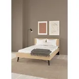 Andas Bett ANDAS "Ry Bettrahmen, Bettgestell, Doppelbett", braun (jackson hickory), B:152,6cm H:91,3cm L:206cm, Betten, Bett, mit hohem Kopfteil, Beine aus Vollholz