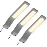 kalb Aufbauleuchte LED Schrankleuchte Schrankbeleuchtung Vitrinenbeleuchtung Bad SET, 3er SET, warmweiß grau