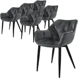 ML-Design Esszimmerstühle 6er Set Anthrazit Küchenstuhl mit dickem Samtstoff