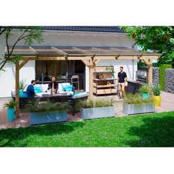 Skan Holz Holz Terrassenüberdachung Andria | Natur | 300x648x264 cm