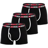 Diesel Herren Boxershorts, 3er Pack - UMBX-DAMIENTHREEPACK, Trunks, Logobund, Kontrastnähte, Cotton Stretch Schwarz S