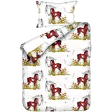 JACK Biber Bettwäsche Baby 2 TLG. 100x135cm Pferd Mama und Fohlen mit Reißverschluss