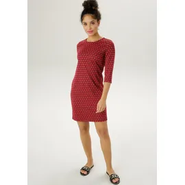 Aniston SELECTED Jerseykleid Jacquardmuster Pink/Rot/Schwarz 44