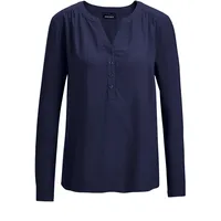 GOLDNER Elegante Viskosebluse mit V-Ausschnitt Blau 38
