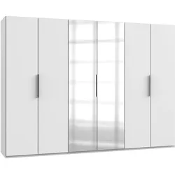 Kleiderschrank WIMEX "Level by fresh to go", weiß, B:300cm H:216cm T:58cm, Schränke, mit Spiegeltüren