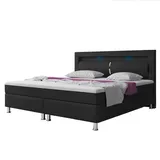 Inter Boxspringbett Milano 180x200 Kunstleder Schwarz TYP 6 mit integriertem Topper - Schwarz
