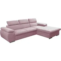 Ecksofa mit Schlaffunktion und Bettkasten, Couch für Wohnzimmer, Schlafsofa Sofagarnitur Sofa Eckcouch L-Form Wohnlandschaft mit Bettfunktion NILU... - Rosa