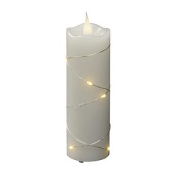 Konstsmide LED-Echtwachskerze, Wachs, Höhe: 15,2 cm - weiss