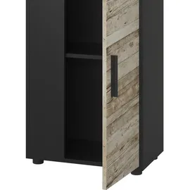 Vicco Kommode Berno, Schwarz/Sandeiche, 50.1 x 87.3 cm mit 2 Fächern