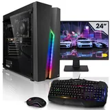 Megaport Komplett Set Gaming PC Set Intel Core i5-11400F • 24" Monitor • Windows 11 • GTX1650 • 16GB DDR4 • 500GB M.2 SSD • WLAN • Tastatur • Maus pc Gaming komplettpaket