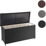 Mendler Poly-Rattan Kissenbox HWC-D88, Gartentruhe Auflagenbox Truhe Premium schwarz, 63x135x52cm 320l - Schwarz