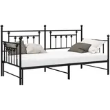 vidaXL Bett Tagesbettrahmen Schwarz 100 x 190 cm Stahl (1-tlg) schwarz