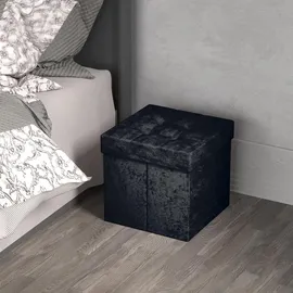 Intirilife Sitzhocker 30x30x30 cm in Samt Schwarz - Sitzwürfel