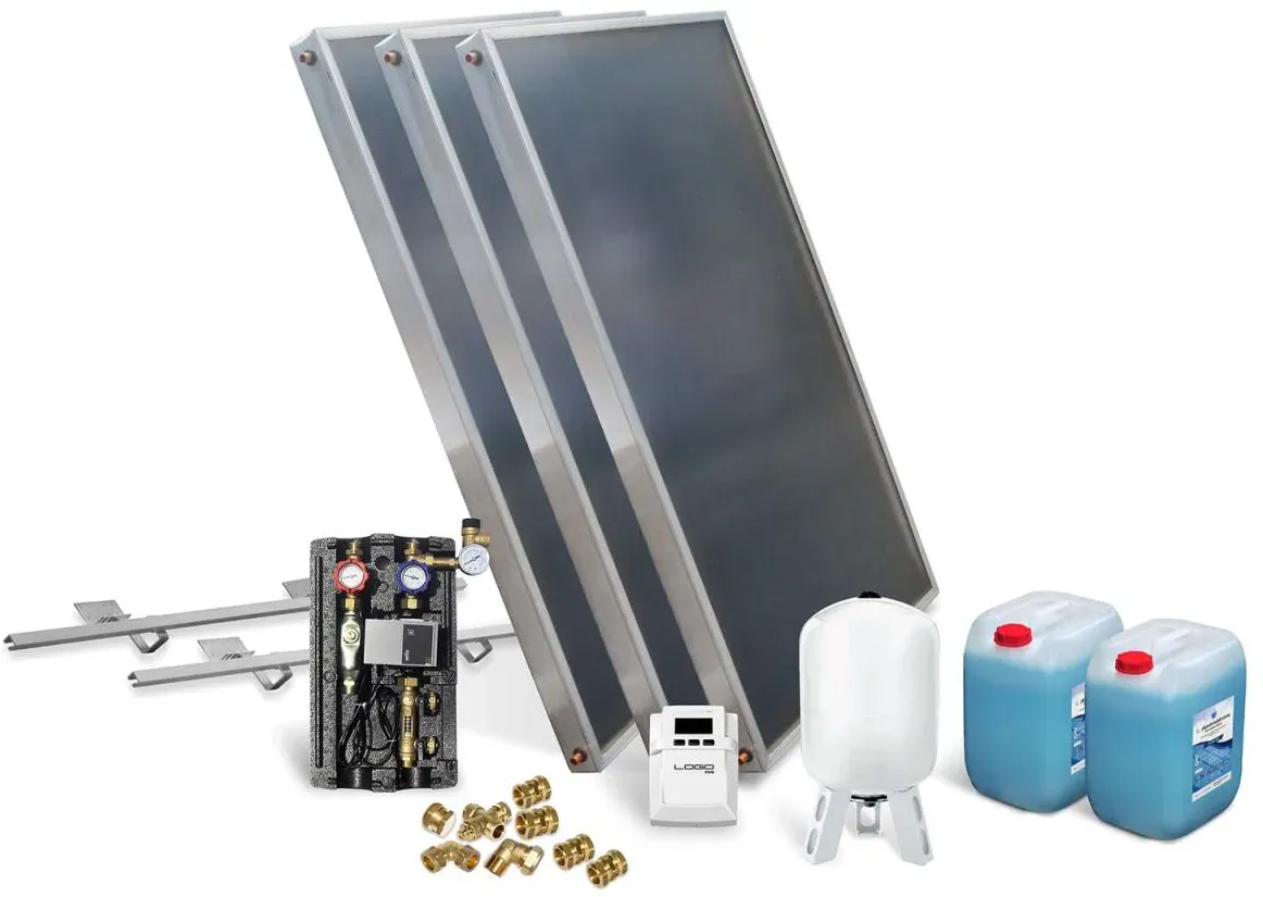 Solar-Paket Brauchwasser 3x AMP 2.0 Flachkollektor 6,03 qm Schrägdachmontage