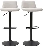miliboo Barhocker höhenverstellbar und um 360° drehbar aus Stoff mit Strukturiertem Samteffekt in Beige und Metall (2er-Set) Boost