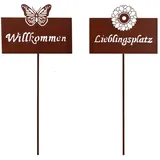 Trendline Gartenstecker Willkommen/Lieblingsplatz 115 cm Mehrfarbig
