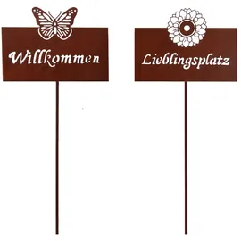 Trendline Gartenstecker Willkommen/Lieblingsplatz 115 cm Mehrfarbig