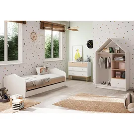 CaliCosy Kinderkleiderschrank LÉONIE 45 x 180 x 110 cm Holz lackiert weiß
