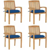 vidaXL Stapelbare Gartenstühle mit Kissen 59 x 95,5 x 26 cm blau 4 St.