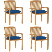 vidaXL Stapelbare Gartenstühle mit Kissen 59 x 95,5 x 26 cm blau 4 St.