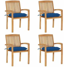 vidaXL Stapelbare Gartenstühle mit Kissen 59 x 95,5 x 26 cm blau 4 St.