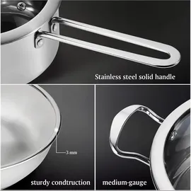 Edelstahl Topf-Set 6-tlg. Kochtopf + Stielkasserolle + Fleischtopf + Bratentopf