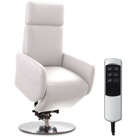 Cavadore TV-Sessel Cobra / Fernsehsessel mit 2 E-Motoren, Akku und Aufstehhilfe / Relaxfunktion, Liegefunktion / Ergonomie M / 71 x 110 x 82 / Echtleder Weiß