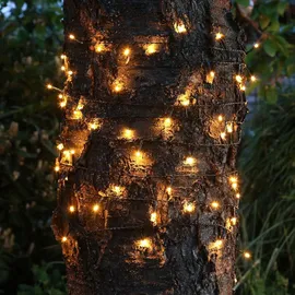 MARELIDA LED Solar Lichterkette bernstein LED - 8 Modi USB Garten Outdoor Außen