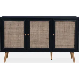 sweeek Sideboard mit Holzoptik und Rohrgeflecht 120 cm - sweeek