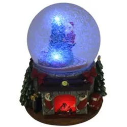 Weihn.Schneekugel Kamin LED u. Musik 52799 17x15x19,5cm