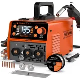 FEIFANKE MIG135 FüLldraht SchweißGeräT Ohne Gas 135A 230V Synergie Mini IGBT Inverter SchweissgeräT 3 in 1 MIG WIG Elektroden SchweißGeräT Schneller Drahtvorschub Kompatibel mit E308LFC-O Schweißdraht