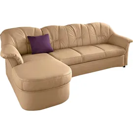DOMO collection Ecksofa »Flores Schlafsofa, B/T/H: 233/142/86 cm, L-Form« wahlweise mit Bettfunktion, wahlweise mit Federkern, auch in Leder beige