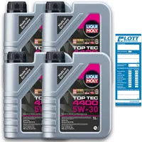 4x 1 Liter Liqui Moly Motorenöl Motoröl Top Tec 4400 5W-30 4 L Oil Ö Oel 3750