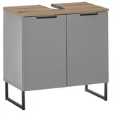 Bega BBK Waschbeckenunterschrank 2 Türen, grau matt / Evoke Eiche dekor - 60x60x35cm (BxHxT) grau