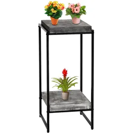 Mendler Blumentisch HWC-K71, Blumenregal Beistelltisch Pflanzregal, MVG-zertifiziert MDF Metall ~ dunkelgrau, 82cm