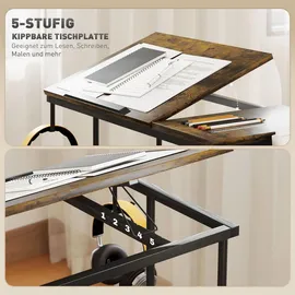 Homcom Höhenverstellbar Braun Metall, 92x104x40 cm, Arbeitszimmer, Büro, Rustikales