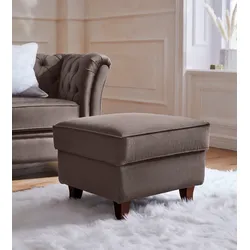 Polsterhocker HOME AFFAIRE "Reims", braun, B:57cm H:45cm T:50cm, Samtoptik (100% Polyester), Hocker, echte Chesterfield-Knopfheftung, Samtoptik mich changierender Optik