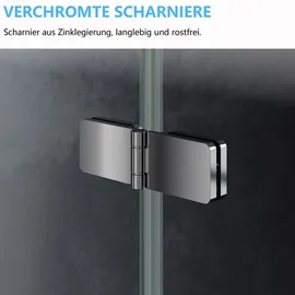 IMPTS Duschkabine Duschtrennwand Mattschwarzt Duschabtrennung 6mm ESG Glaswand Faltdusche 90 x 185cm, -