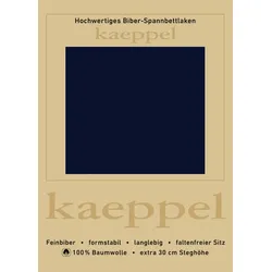 Spannbettlaken KAEPPEL "Spannbettlaken Biber", blau (marine), B:90-100cm L:200cm, Biber, Obermaterial: 100% Baumwolle, Laken, 100% Baumwolle, kuschelig weich ideal für Winter
